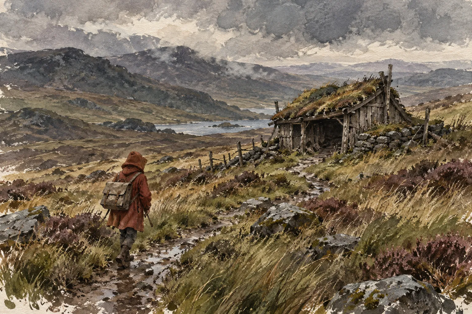 AI-generated watercolour game art study used in Art Desk